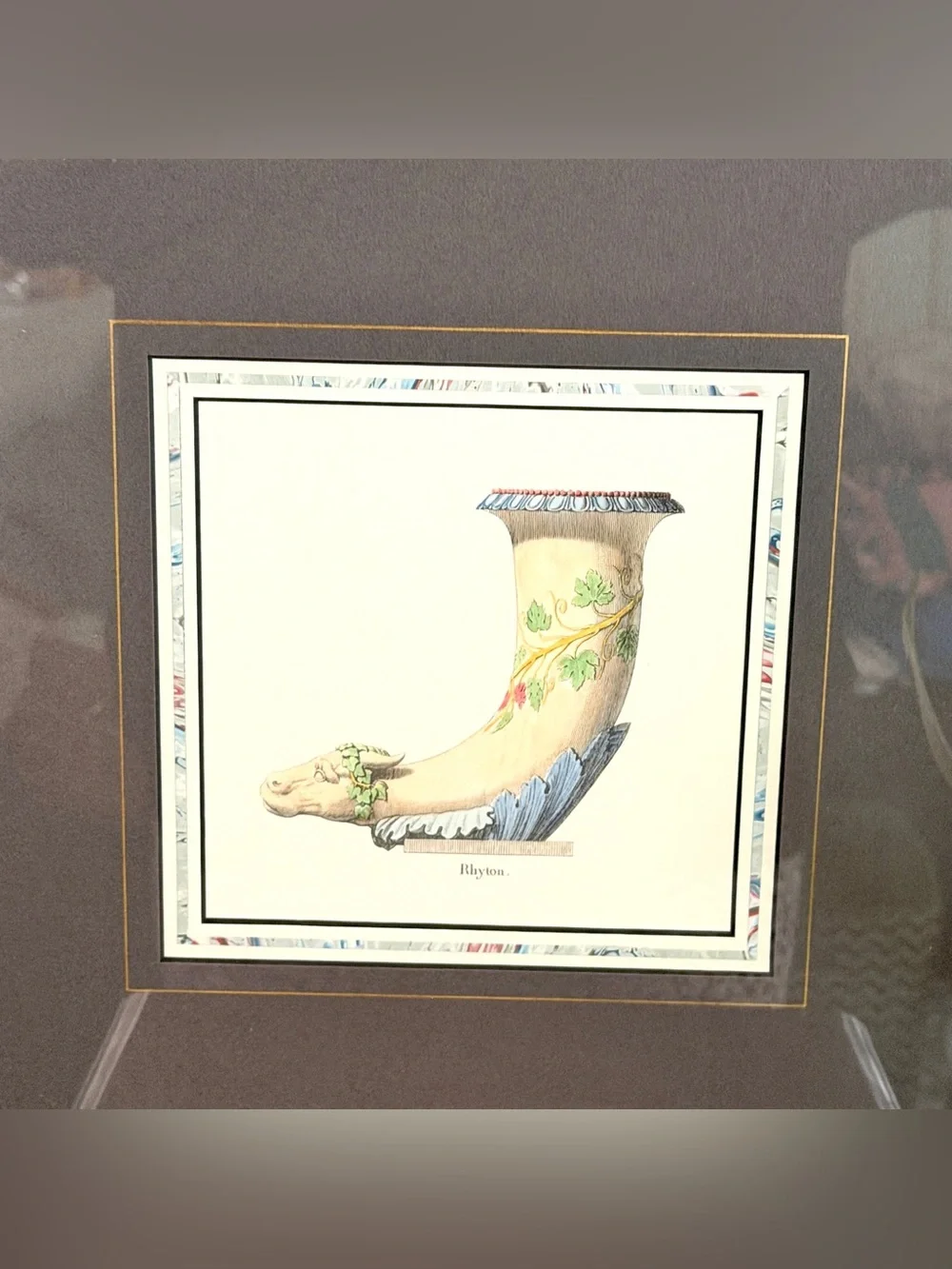 Framed Vintage Rhyton Drinking Horn Art Print Greek Antiquity Museum Style Art